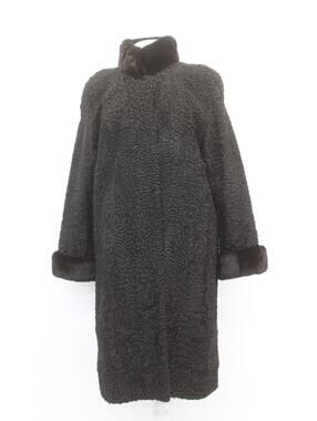 MINT BLACK PERSIAN & REX RABBIT FUR COAT JACKET WOMEN WOMAN SIZE 8-10 MEDIUM